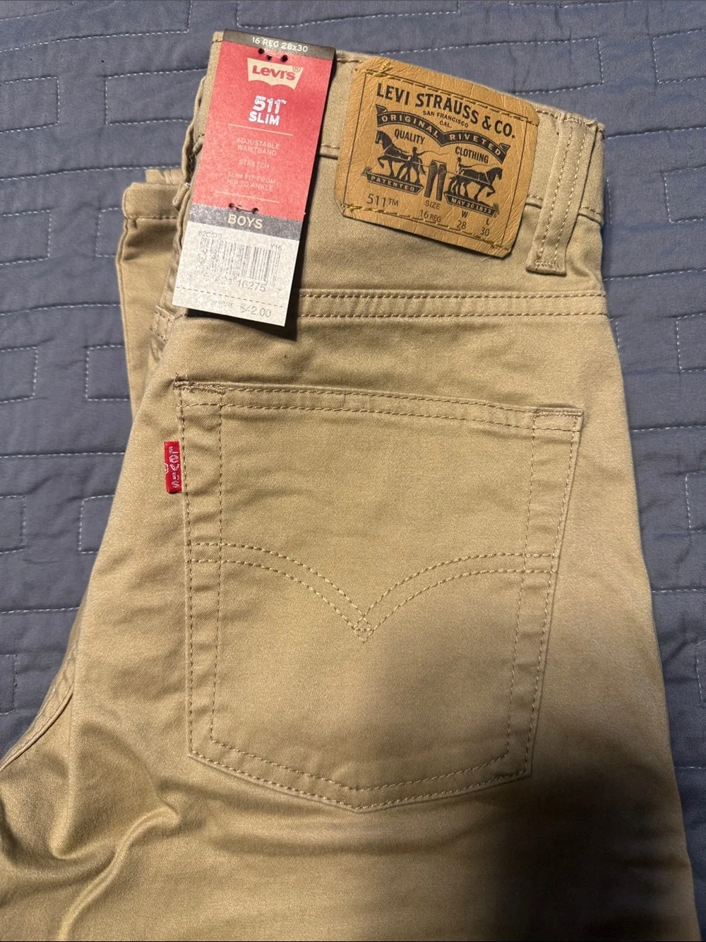 Levi's Boys Tan Straight-Leg Casual Pants